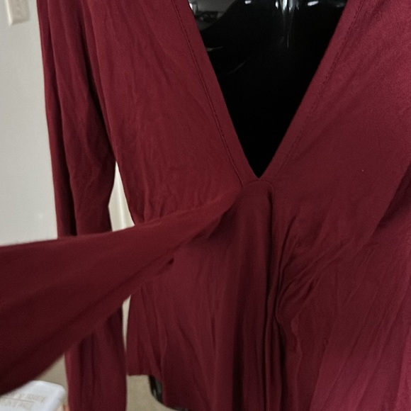 Nasty Gal Burgundy  Wine Color,Tie Front Top - Picture 3 of 7